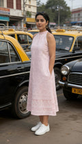 Bloom Chikankari Cotton Halter Midi Dress