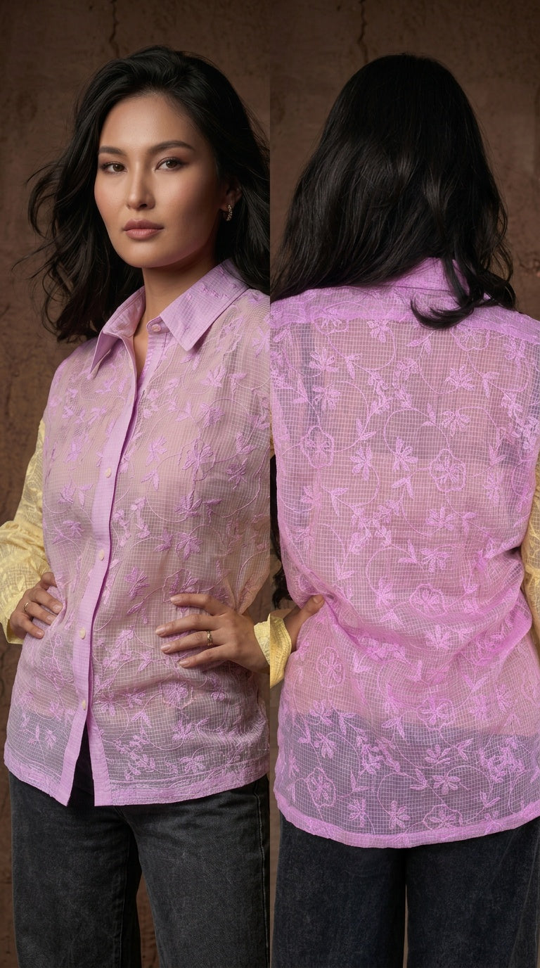 Kota Cotton Embroidered Shirt- Relaxed fit
