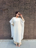 SHOKH — Ivory Viscose Chikankari Kaftan Set